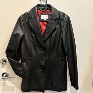 Worthington Black Leather Women's Jacket with Red Lining